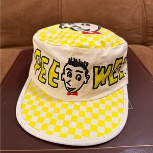 Vintage Peewee Herman Yellow Checkered Cap.
